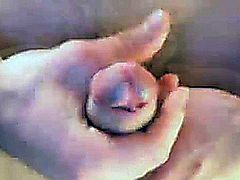 Horny guy jacking off his beautiful hard uncut cock in front of his webcam