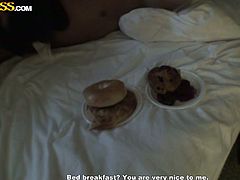 Cocky dude wakes up in the morning, when a little surprise is expecting for him such as a delicious steamy breakfast and mind-taking blowjob from his sizzling GF.