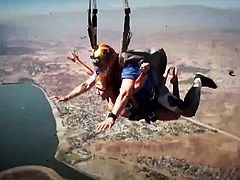 Check out super hot big titted playboy chicks having fun sky diving totally naked. Their big jugs are bouncing and it is super hot!