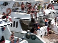 Salty looking Russian bitches having great time on the yacht. They take sunbath wearing tiny seductive bikini and stroke each other with rapacious hands in steamy sex video by WTF Pass.