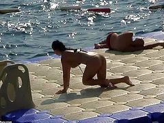 Perfect bodied brunette Aletta Ocean with bubble butt and big tits is incredibly sexy in bikini. This video features sexy pornstar swimming in the sea and sunbathing in Turkey.