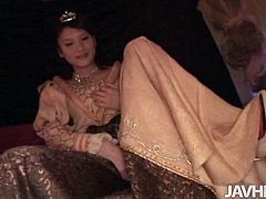 Torrid and voracious Japanese chick gets rid of her traditional gown and stretches legs wide for polishing her wet pussy properly with a sex toy. Just look at this whorish chick in Jav HD sex clip and be sure to jizz at once.