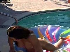 Enjoy hardcore straight  scene with Josh and pretty Safire fucking at the pool