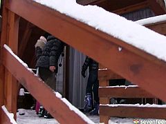 Once a group of young and playful chics are done skiing outdoors, they head home where they get totally naked before an insane lesbian sex orgy starts.