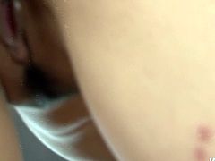 Delicious black haired narrow eyed cutie named Haruka Oosawa facesits one of her partners and blows two hairy cocks at the same time.