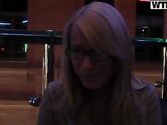 Blonde Celia finds man sexy and takes his hard ram rod in her mouth