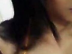 Erotic ebony haired transsexual teases her  butthole