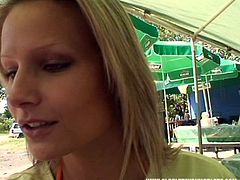 Just have a look at this amateur blondie. There's nobody in the sidewalk cafe except for this gal. All natural harlot sits on the chair with her legs stretched and tickled her fancy passionately for delight. This whore with pale tits is worth checking out in Pack of Porn sex clip right here and now.