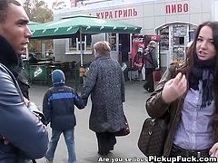 Sex greedy black dude picks up a curvy red-haired slut at the market along with his friend. They take her deep into the forest where she kneels down to give them double blowjob.