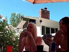 Strip poker game with two big titty chicks