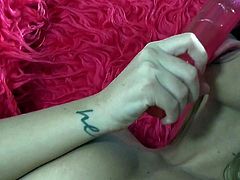 Antonya is one attractive sweet girl with long legs and big natural tits. She shows off her amazing body while fucking her wet vagina with pink dildo for the camera in solo scene. Enjoy!