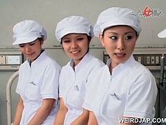 Asian cute nurses slurping hot jizz out of their patients hard dicks