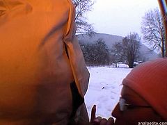 This bitch presented in Pack of Porn sex clip is surely kinky. Spoiled whore in glasses starts giving a blowjob to a stranger right outdoors. But it's winter and too cold in the streets. So wondrous nympho invites lucky bastard home to be fucked doggy tough.
