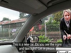 Hot blonde gets tricked by a taxi driver