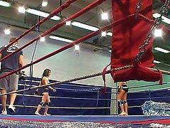 Nude female wrestling scene with Honey Demon and Melanie Memphis would make you feel so hot and so horny! Cute girls are wrestling in sportswear and totally naked.