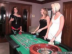 Three hot blonde roulette playing girls part1
