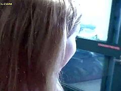 Sweet golden haired amateur hottie Sunny enjoys in showing her boobs under her t-shirt and exposes her nipples in front of Josh and his small camera in a close up