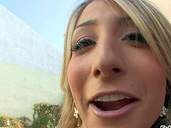 Natalia Rossi enjoys in getting her shaved taco and her tight butt fingered and stretched by Mike Adriano with some of his favorite sex toys in a close up
