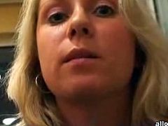 This hot blonde gf is really naughty,Watch her sitting with her boy friend in Burger King and fingering her pussy and stuffing it with toys.Than for more fun,they both goes to toilet for more anal and pussy toying fun.
