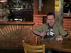 Watch a straight bartender getting seduced into accepting a gay blowjob before her ass gets fucked.
