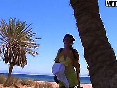 This babe sucks his cock and then takes him to her favourite nude beach nearby