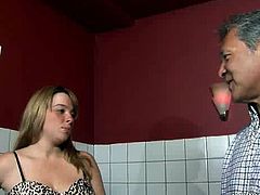 If this slut is paid well she never minds sucking cocks. The girl is a real pro when it comes to pleasing men and she knows her worth. She starts to play with her client's dick like with a gear shift lever. It looks like she's enjoying it.
