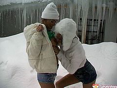 If you are into filthy action outdoor these girls are here for your joy. Jerk off on them watching how teen gals please one another outdoor in winter. They don't feel cold because they are sizzling hotties able to fill the air with passion and lust having hot lesbian sex.