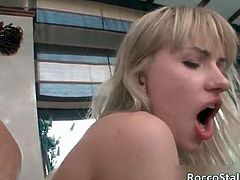 Super hot and sexy blond teen gets tag teamed