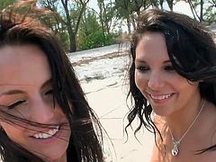 Well now, what do we have here? It seems that these two hot bitches are relaxing under the sun and need some cock! I approach them and we have a little chat before showing them my big hard dong. The brunettes love it and start to share my cock. Damn look at them sucking&swallowing my big penis!