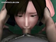 Big titted anime girl mouth fucking and jumping jizz loaded dick