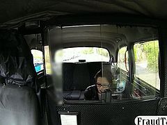 Amateur in glasses sucks cock and pounded with a pervert driver