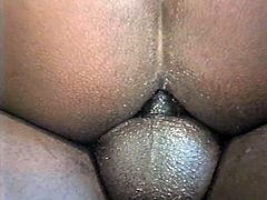 Jamour shoves his big black penis up Big Blue's ebony ass. He pounds his gay lover hard, like a slut. These black men love each other's black dicks. Then he gets a big load of jizz all over his face and chin.