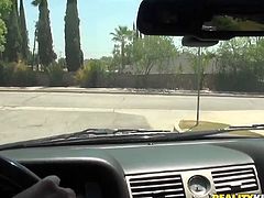 Sex greedy dude picks up a fuckable brunette amateur on the roadside. As soon as she gets inside his car, she starts taking off her clothes in order to demonstrate her cuddly body before she inclines to his strain dick for blowjob.