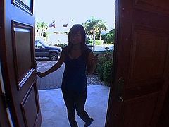 Messy brunette hoe visits her long-term lover over at his place. She takes off her clothes slowly remembering to move in erotic way in front of him in peppering sex video by Pornstar.