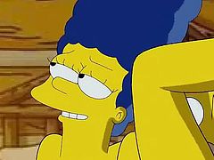 In this deleted scene from the Simpsons Movie, Homer and Marge fuck hard in an Alaskan cabin. The cute wild critters undress them Disney style before the married couple gets into bed. He lifts her leg up and then pounds her milf hole until she cums all over his cock.