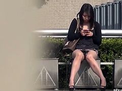 Check out stunning japanese teen babe having some outdoor fun. She shows off her tight pussy and masturbates on the hidden camera!