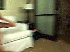 Lusty brownhead bitch with small saggy tits and tight pussy is getting nailed hard in missionary position. Later, the guy strokes his cock actively craving for happy ending. He shoots her face with big fat load.