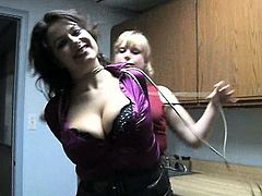Crazy Blonde Immobilizes and Gags Her Boss