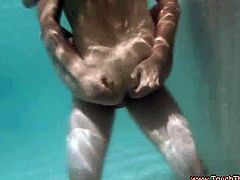 Asian hottie gets buck naked and gives a super hot massage. Her man gets so damn horny that he invites her to have wild sex in the pool.