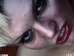 Busty Euro slut double penetration fantasy coming true as she gets in the middle of two giant cocks fighting for her wet holes.