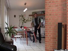 Sexy blonde teen fucks with her mature in-laws