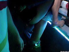 Dirty party harlots dancing and fucking giant cocks in a club sex orgy