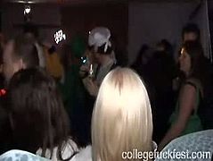 At this student's party the atmosphere is great and the girls are getting very drunk. One chick even shows her tits to her horny friend. Check out this hot sex video now to see what happens next.