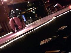 Watch exciting erotic show by one flat chested leggy brunette. She dances and teases you with her nice ass. Watch strip show for free.