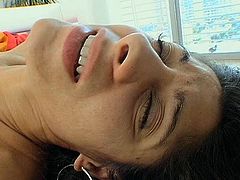 Well, you'll get no doubts that this brunette, presented in Pornstar sex clip, is a great lover. Kinky booty nympho prefers to start with sucking a dick. Then cum addicted pretty whore desires to get her shaved pussy pounded missionary and ends up with riding a stiff dick for orgasm.