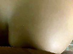 Curly brownhead woman with fine booty is getting pounded hard in her twat in POV porn clip. The guy shoots big load onto her butt cheeks glazing booty with cream.