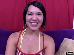 Make up free Latin teen demonstrates her curvy body on cam