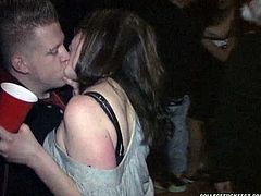A lot of drunk girls are ready for hardcore pounding after drinking alcohol. So you can enjoy one nasty slut who serves college fellow in the toilet.