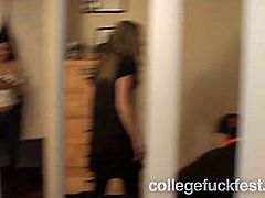 Too drunk and too horny brunette college girl gets rid of panties and spreads legs. Slim nympho desires to enjoy cunnilingus at this steamy dorm party. Check her out in great Pornstar sex clip to jack off and jizz at once.