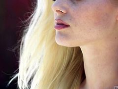 Breathtaking blondie Charlotte Stokely exposes her naked body